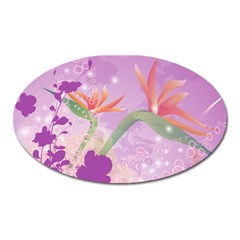 Wonderful Flowers On Soft Purple Background Oval Magnet