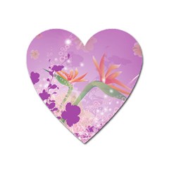 Wonderful Flowers On Soft Purple Background Heart Magnet