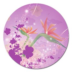 Wonderful Flowers On Soft Purple Background Magnet 5  (Round)