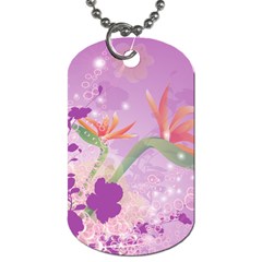 Wonderful Flowers On Soft Purple Background Dog Tag (One Side)