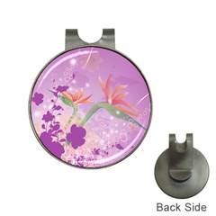 Wonderful Flowers On Soft Purple Background Hat Clips with Golf Markers