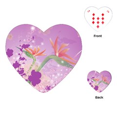 Wonderful Flowers On Soft Purple Background Playing Cards (Heart) 