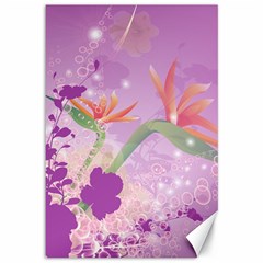 Wonderful Flowers On Soft Purple Background Canvas 12  x 18  