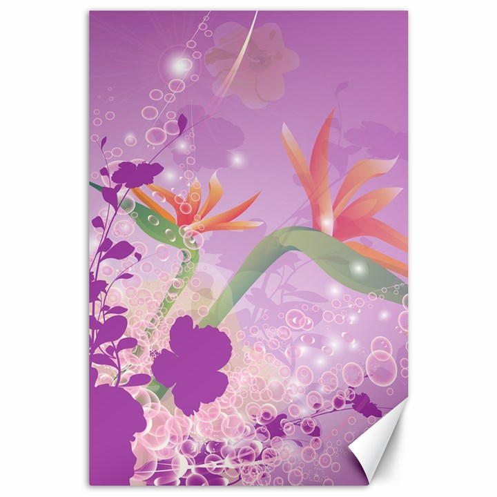 Wonderful Flowers On Soft Purple Background Canvas 24  x 36 