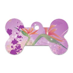 Wonderful Flowers On Soft Purple Background Dog Tag Bone (One Side)