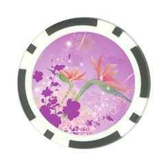 Wonderful Flowers On Soft Purple Background Poker Chip Card Guards