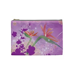 Wonderful Flowers On Soft Purple Background Cosmetic Bag (medium)  by FantasyWorld7