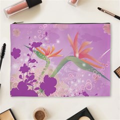 Wonderful Flowers On Soft Purple Background Cosmetic Bag (XL)