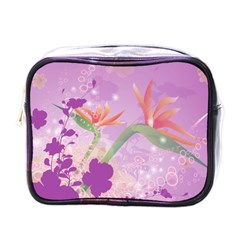 Wonderful Flowers On Soft Purple Background Mini Toiletries Bags