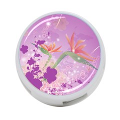 Wonderful Flowers On Soft Purple Background 4-Port USB Hub (Two Sides) 