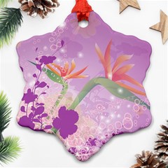 Wonderful Flowers On Soft Purple Background Ornament (Snowflake) 