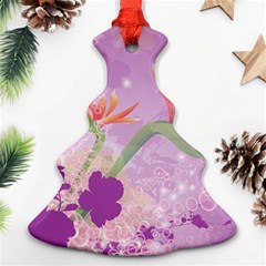 Wonderful Flowers On Soft Purple Background Christmas Tree Ornament (2 Sides)