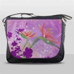 Wonderful Flowers On Soft Purple Background Messenger Bags