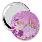 Wonderful Flowers On Soft Purple Background 3  Handbag Mirrors Front