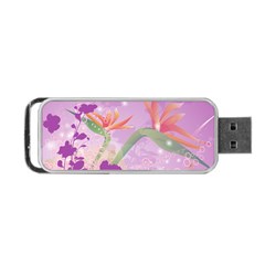 Wonderful Flowers On Soft Purple Background Portable USB Flash (One Side)