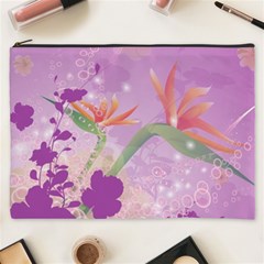 Wonderful Flowers On Soft Purple Background Cosmetic Bag (XXXL) 