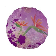 Wonderful Flowers On Soft Purple Background Standard 15  Premium Round Cushions