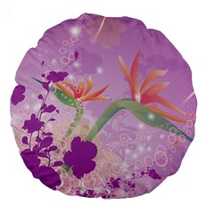 Wonderful Flowers On Soft Purple Background Large 18  Premium Round Cushions