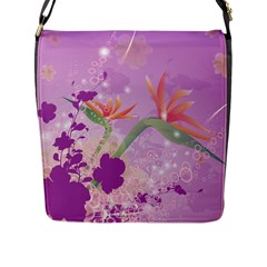 Wonderful Flowers On Soft Purple Background Flap Messenger Bag (L) 