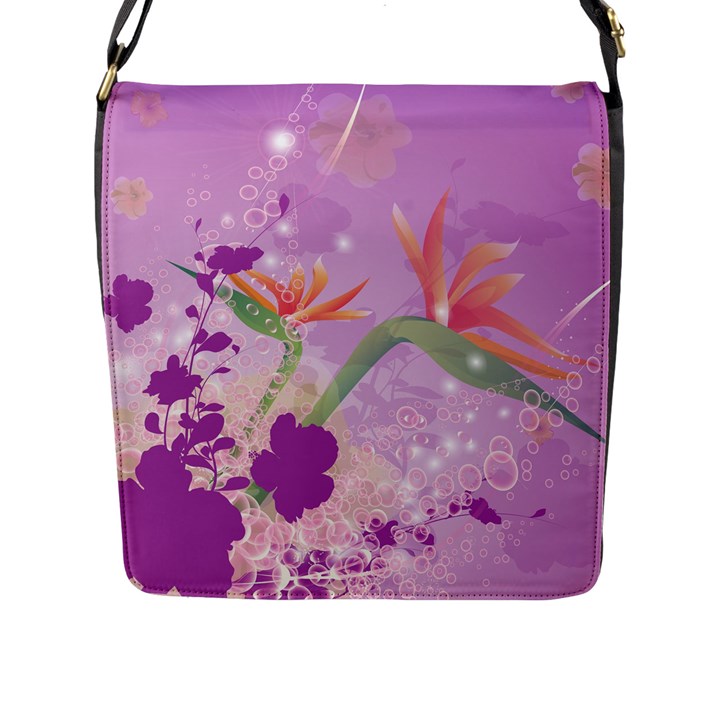 Wonderful Flowers On Soft Purple Background Flap Messenger Bag (L) 