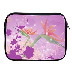 Wonderful Flowers On Soft Purple Background Apple iPad 2/3/4 Zipper Cases