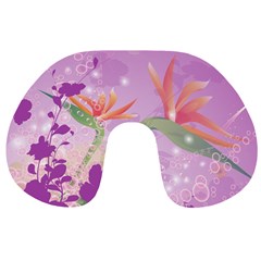 Wonderful Flowers On Soft Purple Background Travel Neck Pillows