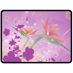 Wonderful Flowers On Soft Purple Background Double Sided Fleece Blanket (Large) 