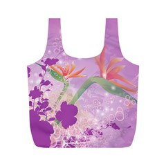 Wonderful Flowers On Soft Purple Background Full Print Recycle Bags (M) 