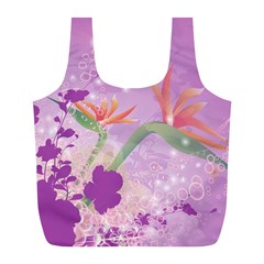 Wonderful Flowers On Soft Purple Background Full Print Recycle Bags (L) 