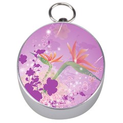 Wonderful Flowers On Soft Purple Background Silver Compasses by FantasyWorld7