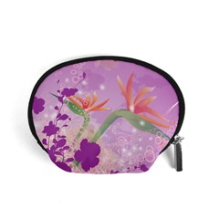 Wonderful Flowers On Soft Purple Background Accessory Pouches (Small) 