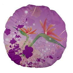 Wonderful Flowers On Soft Purple Background Large 18  Premium Flano Round Cushions