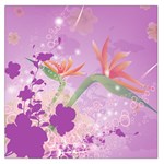 Wonderful Flowers On Soft Purple Background Large Satin Scarf (Square) Front