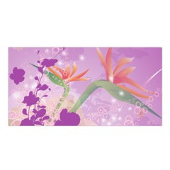 Wonderful Flowers On Soft Purple Background Satin Shawl