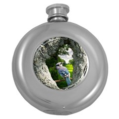 Bird In The Tree 2 Round Hip Flask (5 Oz) by infloence