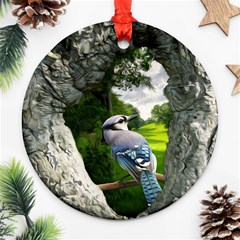 Bird In The Tree 2 Round Ornament (two Sides)  by infloence