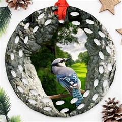 Bird In The Tree 2 Round Filigree Ornament (2side)