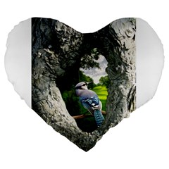 Bird In The Tree 2 Large 19  Premium Flano Heart Shape Cushions by infloence