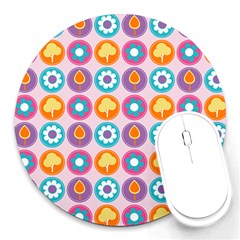 Chic Floral Pattern Round Mousepads