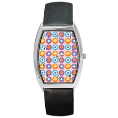 Chic Floral Pattern Barrel Metal Watches