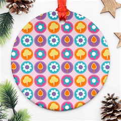 Chic Floral Pattern Round Ornament (Two Sides) 