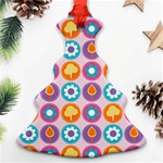 Chic Floral Pattern Christmas Tree Ornament (2 Sides) Front