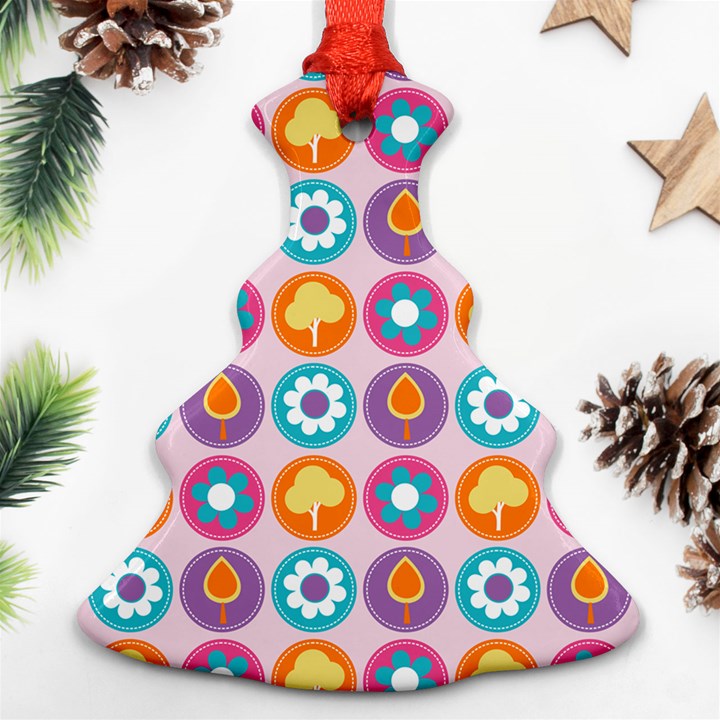 Chic Floral Pattern Christmas Tree Ornament (2 Sides)