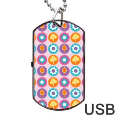 Chic Floral Pattern Dog Tag USB Flash (Two Sides) 