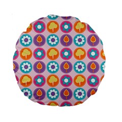 Chic Floral Pattern Standard 15  Premium Round Cushions