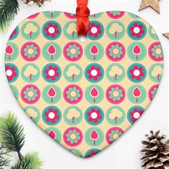 Chic Floral Pattern Heart Ornament (2 Sides) by GardenOfOphir