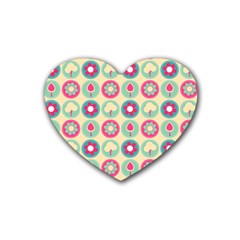 Chic Floral Pattern Heart Coaster (4 Pack)  by GardenOfOphir