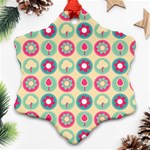 Chic Floral Pattern Snowflake Ornament (2-Side) Front