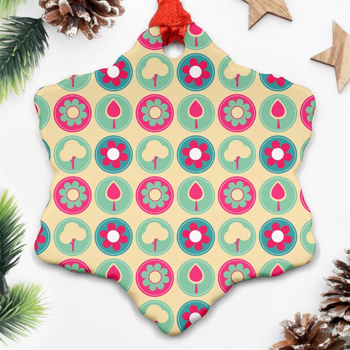 Chic Floral Pattern Snowflake Ornament (2-Side)