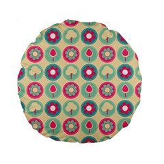 Chic Floral Pattern Standard 15  Premium Round Cushions by GardenOfOphir